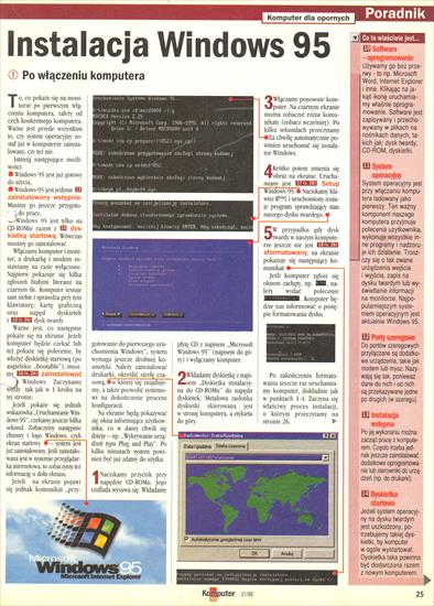 Komputer Świat Nr... - Komputer Świat - 25 Poradnik - Komputer dla opornych - Instalacja Windows 95.jpg